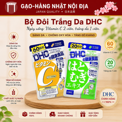 Combo DHC Vitamin C và Viên Uống Trắng Da Ý Dĩ Coix Nhật Bản - Bộ Đôi Sáng Da, Mờ Thâm, Giảm Mụn