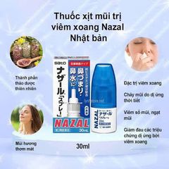 Xịt Mũi Nazal Sato Nhật Bản 30ml - Xịt Viêm Xoang, Giảm Nghẹt Mũi, Sổ Mũi Cấp Tốc