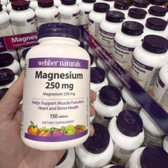 Viên uống Webber Natural Magnesium 250 mg |150 viên| Duy trì chức năng cơ/thần kinh - Kháng acid & nhuận tràng [SP Chuẩn Canada không tem]