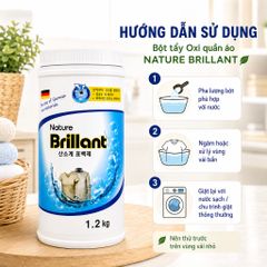 Bột tẩy Oxi Nature Brillant 1.2kg Made in Korea làm sạch quần áo trắng giảm ố vàng