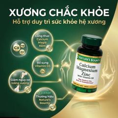 Viên uống giúp xương chắc khỏe, duy trì sức khoẻ hệ xương Calcium Magnesium Zinc Nature's Bounty (100 viên)