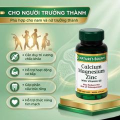 Viên uống giúp xương chắc khỏe, duy trì sức khoẻ hệ xương Calcium Magnesium Zinc Nature's Bounty (100 viên)