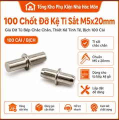 100 Chốt Đỡ Kệ Ti Sắt M5x20mm - Giá Đỡ Tủ Bếp Chắc Chắn, Thiết Kế Tinh Tế, Bịch 100 Cái