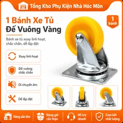 Bánh Xe Tủ Đế Vuông Vàng - Hai Vòng Bi, Không Khóa, Lắp Đặt Dễ Dàng, Tải Trọng 30-50kg, Đủ Kích Thước Phi 30-70mm