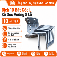 Bịch 10 Bát Góc L và Kê Góc Vuông 8 Lỗ - Sắt Xi Trắng Chất Lượng, Dành Cho Kết Nối Ván Gỗ Hoàn Hảo