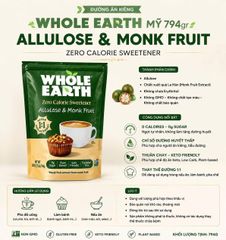 (HÀNG CHÍNH HÃNG MỸ) ĐƯỜNG ĂN KIÊNG WHOLE EARTH ALLULOSE & MONK FRUIT 794G