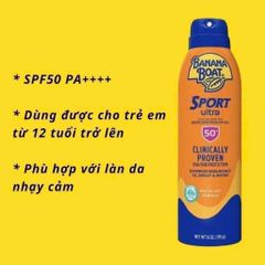(HÀNG CHÍNH HÃNG MỸ) XỊT CHỐNG NẮNG BANANA BOAT SPORT ULTRA SPF 50+