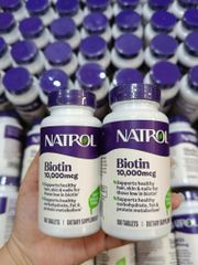 (HÀNG CHÍNH HÃNG MỸ) VIÊN UỐNG BIOTIN NATROL 10,000MCG – ĐẸP DA, KHỎE TÓC & MÓNG 100 viên