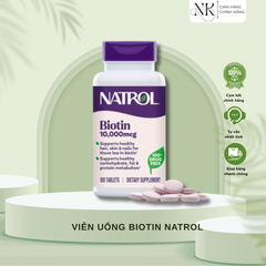(HÀNG CHÍNH HÃNG MỸ) VIÊN UỐNG BIOTIN NATROL 10,000MCG – ĐẸP DA, KHỎE TÓC & MÓNG 100 viên