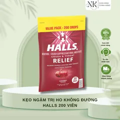 (HANG CHÍNH HÃNG MỸ) KẸO NGẬM GIẢM HO KHÔNG ĐƯỜNG HALLS 200 viên