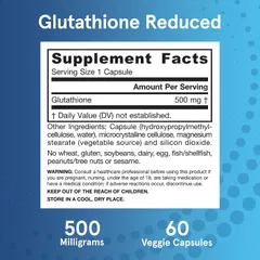 Glutathione Reduce Jarrow 500mg - Viên uống trắng da chống oxy hóa, tăng cường hệ miễn dịch, 60 viên sản xuất tại Mỹ
