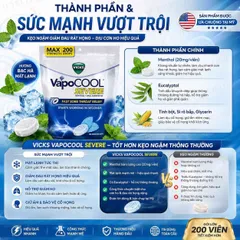 (HÀNG CHÍNH HÃNG MỸ) KẸO NGẬM VICKS VAPOCOOL SEVERE, WINTERFROST THROAT DROPS 200 viên