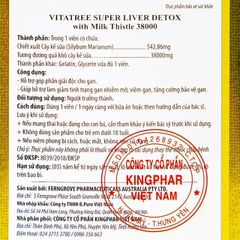 Viên uống hỗ trợ giải độc gan, giảm gan nhiễm mỡ, viêm gan, bảo vệ gan Vitatree Super Liver Detox (100 viên)