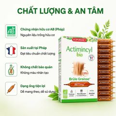 Nước Uống Giảm Mỡ Superdiet Actimincyl Bio – Detox cơ thể, Đốt mỡ, Săn chắc vòng eo – Hộp 20 ống hữu cơ từ Pháp