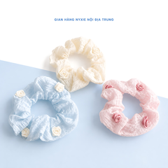 Scrunchie thêu hoa hồng DCT08