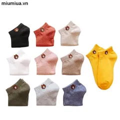 HOT Combo 10 cặp Vớ hoa lá gấu phim hoạt hình phong thái Unisex dễ thương,tất hút hơi mồ hồi cao cấp 796821