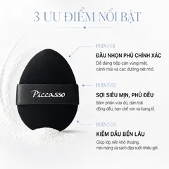 Bộ Bông Phấn Phủ Piccasso Soft Powder Puff Set 5P Kèm Túi Zip