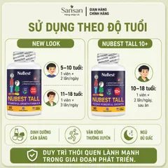 TPBVSK NuBest Tall New Look 10+ - Viên hỗ trợ phát triển chiều cao, xương và răng cho trẻ từ 5 đến 18 tuổi, 60 viên nhập khẩu Mỹ