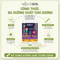TPBVSK NuBest Tall New Look 10+ - Viên hỗ trợ phát triển chiều cao, xương và răng cho trẻ từ 5 đến 18 tuổi, 60 viên nhập khẩu Mỹ