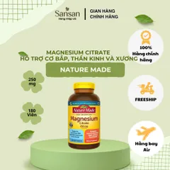 Nature Made Magnesium Citrate 250mg 180 Viên Nang Mềm Bổ Sung Magie Hỗ Trợ Cơ Bắp, Thần Kinh Và Xương