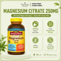Nature Made Magnesium Citrate 250mg 180 Viên Nang Mềm Bổ Sung Magie Hỗ Trợ Cơ Bắp, Thần Kinh Và Xương
