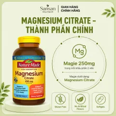 Nature Made Magnesium Citrate 250mg 180 Viên Nang Mềm Bổ Sung Magie Hỗ Trợ Cơ Bắp, Thần Kinh Và Xương