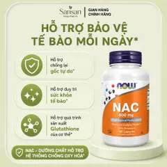 NOW Foods NAC 600mg With Selenium & Molybdenum 100 Viên, Bổ Sung N-Acetyl Cysteine Hỗ Trợ Chống Oxy Hóa