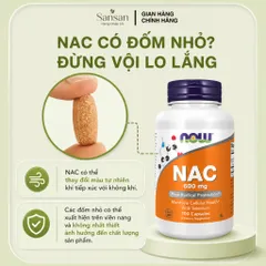 NOW Foods NAC 600mg With Selenium & Molybdenum 100 Viên, Bổ Sung N-Acetyl Cysteine Hỗ Trợ Chống Oxy Hóa