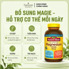 Nature Made Magnesium Citrate 250mg 180 Viên Nang Mềm Bổ Sung Magie Hỗ Trợ Cơ Bắp, Thần Kinh Và Xương