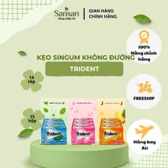 Kẹo Cao Su Không Đường Trident Sugar Free Gum Có Xylitol Thơm Miệng, 3 Vị Mint Bliss / Bubblegum / Tropical Twist