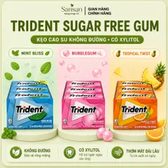 Kẹo Cao Su Không Đường Trident Sugar Free Gum Có Xylitol Thơm Miệng, 3 Vị Mint Bliss / Bubblegum / Tropical Twist