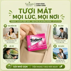 Kẹo Cao Su Không Đường Trident Sugar Free Gum Có Xylitol Thơm Miệng, 3 Vị Mint Bliss / Bubblegum / Tropical Twist