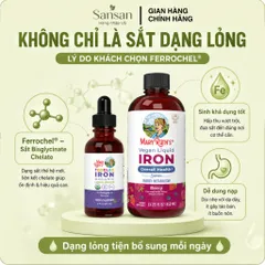 Sắt Nước Hữu Cơ MaryRuth’s Vegan Liquid Iron Dễ Hấp Thu Cho Bé & Gia Đình, Toddler 1-3 Tuổi 60ml / Từ 4 Tuổi 450ml