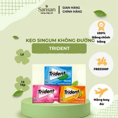 Kẹo Cao Su Không Đường Trident Có Xylitol Lẻ 1 Hộp, 3 Vị Mint Bliss Bạc Hà / Bubblegum / Tropical Twist Trái Cây