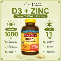 Nature Made Super C 200 Viên Bổ Sung Vitamin C 900mg, Vitamin D3 1000IU Và Kẽm Zinc 11mg