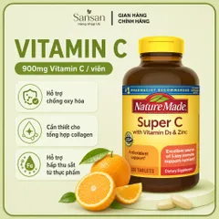 Nature Made Super C 200 Viên Bổ Sung Vitamin C 900mg, Vitamin D3 1000IU Và Kẽm Zinc 11mg