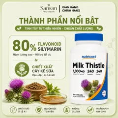 Viên Uống Hỗ Trợ Gan Nutricost Milk Thistle 1000mg Chiết Xuất Kế Sữa 4:1 Silymarin 240 Viên