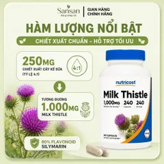 Viên Uống Hỗ Trợ Gan Nutricost Milk Thistle 1000mg Chiết Xuất Kế Sữa 4:1 Silymarin 240 Viên