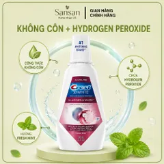Nước Súc Miệng Crest 3D White Glamorous White 946ml Không Cồn, Hương Bạc Hà, Hỗ Trợ Loại Bỏ Vết Ố Bề Mặt Răng