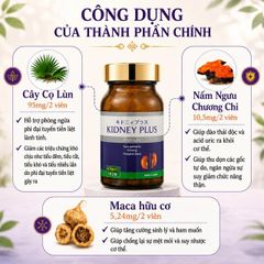 Viên uống bổ thận hỗ trợ giảm chứng khó tiểu tiện, tiểu nhiều lần do thận yếu Kidney Plus Jpanwell (60 viên)