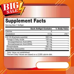 Dầu nhuyễn thể Kirkland Krill Oil Omega3 + Astaxanthin 500mg 180 viên của Mỹ