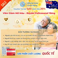[Xuất VAT] RAYDEL POLICOSANOL 10MG ÚC – HỖ TRỢ CẢI THIỆN CHỈ SỐ CHOLESTEROL VÀ LIPID MÁU