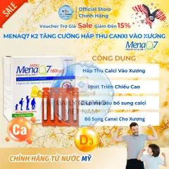 [Hàng Mới Về] Tăng Chiều Cao Midu MenaQ7 180mcg Hộp 30 Ống D3K2 Canxi Cho Bé Phát Triển Chắc Xương - Chính Hãng Hoa Kỳ