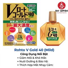Thuốc Nhỏ Mắt Rohto V Gold 40 Mild Nhật Bản Giảm Mỏi Mắt Khô Mắt Cho Mắt Nhạy Cảm Chai 20ml