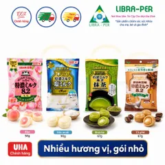 Keo sua UHA Tokuno Nhật Bản, Hương Vị Thơm Béo Ngon Đặc Trưng Cafe, Sữa, Đào, An Toàn