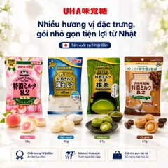 Keo sua UHA Tokuno Nhật Bản, Hương Vị Thơm Béo Ngon Đặc Trưng Cafe, Sữa, Đào, An Toàn