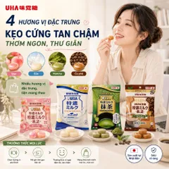 Keo sua UHA Tokuno Nhật Bản, Hương Vị Thơm Béo Ngon Đặc Trưng Cafe, Sữa, Đào, An Toàn