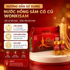 Nước Hồng Sâm Wonkisam Hàn Quốc   Hộp 10 Chai, Bồi Bổ Cơ Thể Giảm Mệt Mỏi, Căng Thẳng Cho Mọi Người