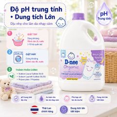 Nước giặt D-nee Dạng Can - PH trung tính làm sạch vết bẩn mềm dịu cho da nhạy cảm tiết kiệm cho bé