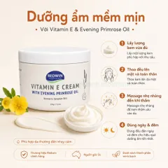 Redwin Vitamin E Cream 330g - kem dưỡng ẩm mềm mịn cho mặt và body chứa tinh dầu hoa Anh Thảo Úc